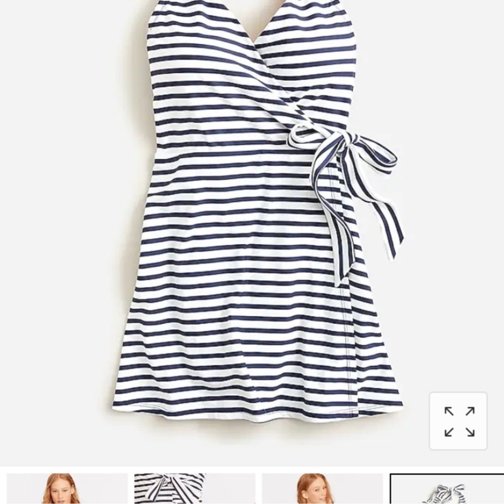 Halter wrap swim dress in stripe size 2